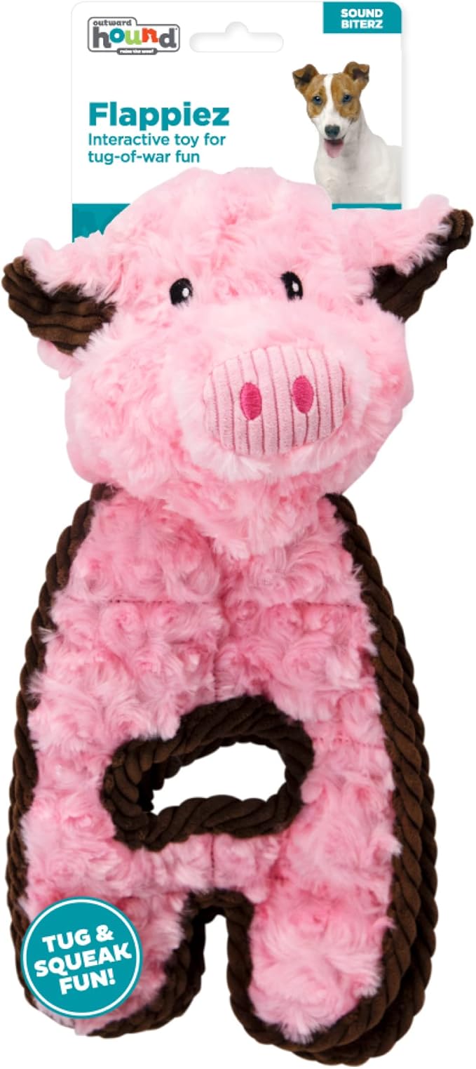 Charming Pet Cuddle Tugs Pig Plush Interactive Dog Tug Toy