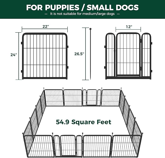 FXW Rollick Dog Playpen for Yard, RV CampingâPatented, 24 inch 16 Panels