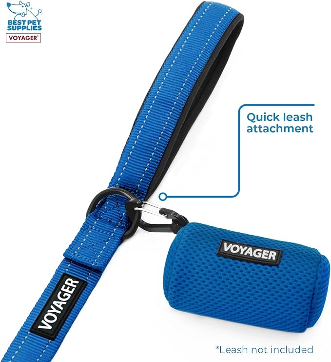 Best Pet Supplies 2-Pack Dog Poop Bag Holder Leash Attachment, Color, Reusable Mesh Dispenser Pouch for Travel, Walking, Park, and Outdoor Use, Soft and Durable with Clip-On - Mesh Royal Blue