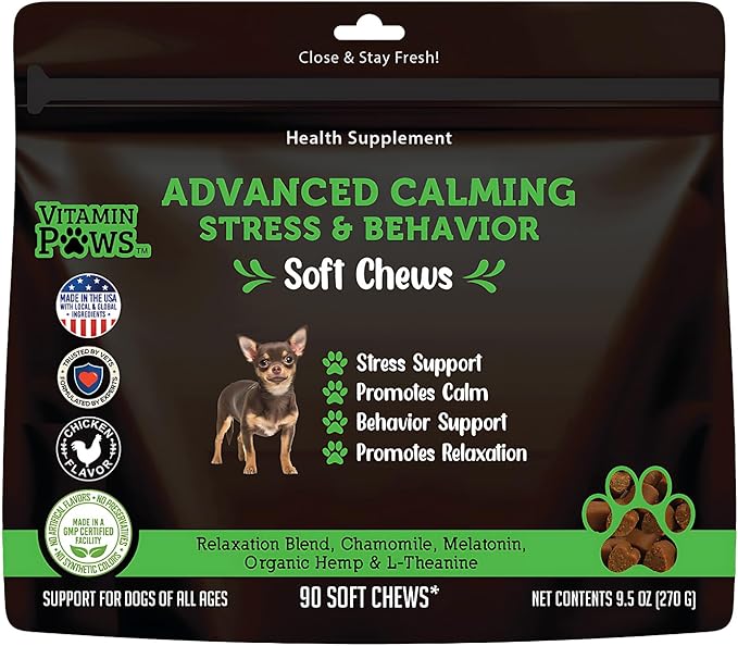 Calming Chews for Dogs | Hemp Anxiety Relief Treats | Melatonin for Dogs | Calm Relaxing Supplements for Separation Stress, Sleep, Nail Trimming, Storm, Barking, Canine Hyper Activity