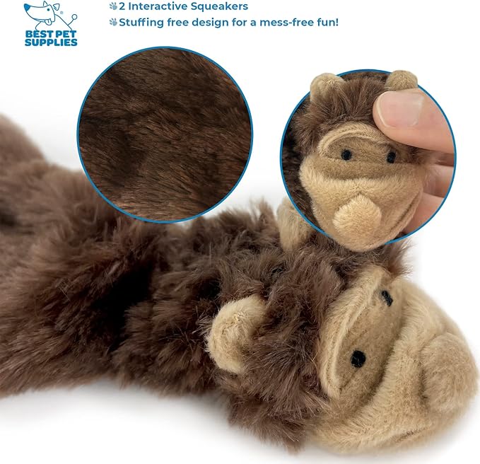 Best Pet Supplies Stuffing Free Squeaky Dog Toys for Small Dogs, Medium Dogs, and Large Dogs, Durable, Best Dog Chew Toy for Teething Puppy, Indoor Play - Monkey, Small