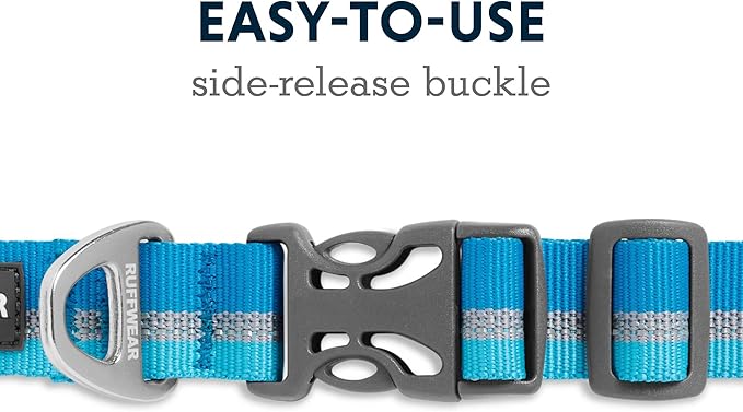 Ruffwear, Crag Dog Collar, Reflective and Comfortable Collar for Everyday Use, Blue Dusk, 11"-14"