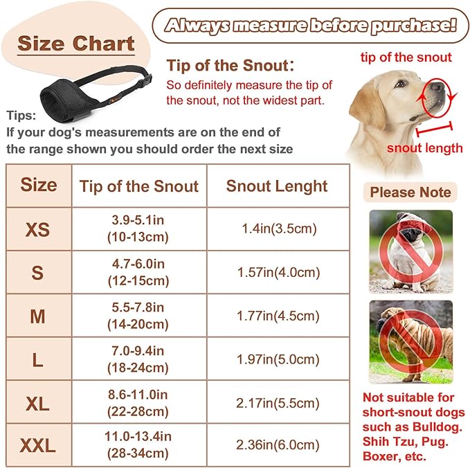 HEELE Dog Muzzle,Soft Nylon Muzzle Anti Biting Barking Chewing,Air Mesh Breathable Drinkable Adjustable Loop Pets Muzzle for Small Medium Large Dogs 4 Colors 4 Sizes XS