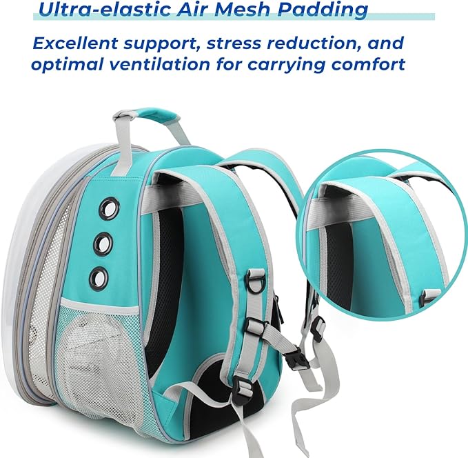 Lollimeow Bubble Expandable Cat Backpack Pet Travel Carrier for Cats and Dogs (Green-Expandable)