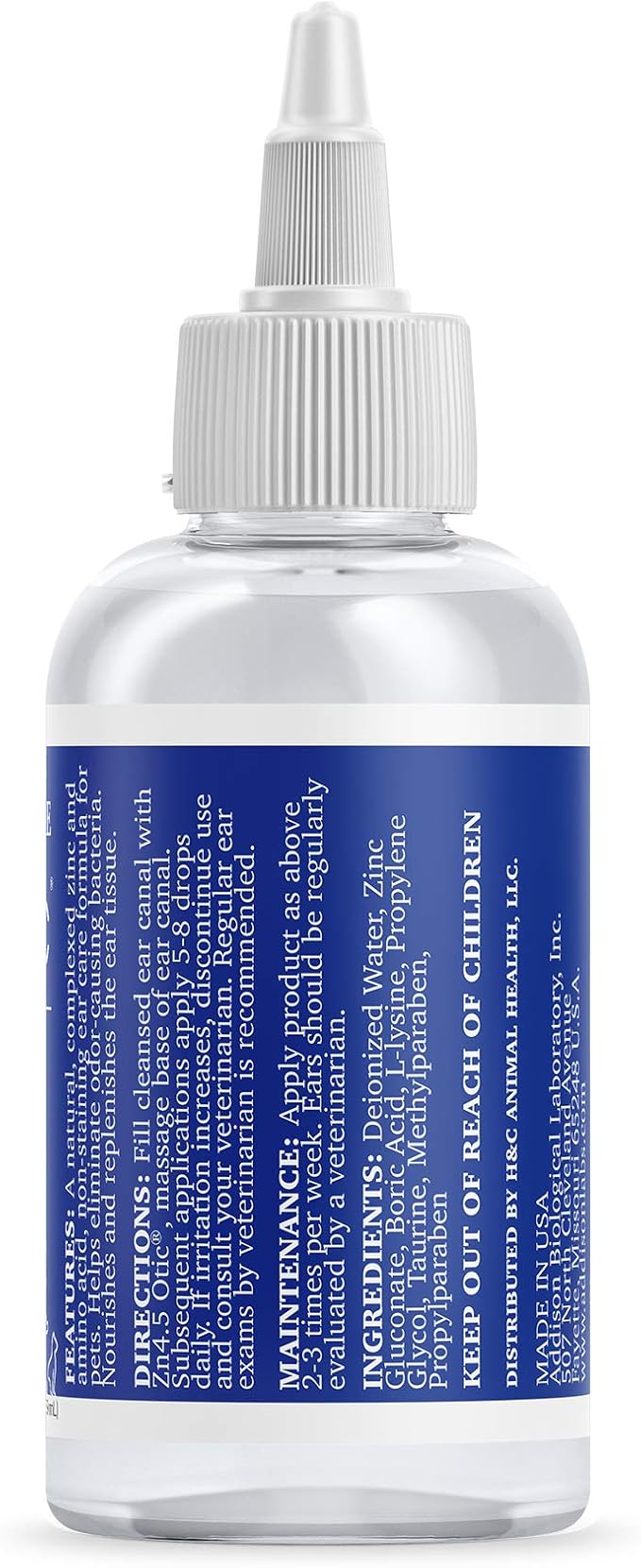 Pet Ear Care Zn4.5 Otic for Dogs, Cats, Exotics and Companion Animals (2oz), Blue/White