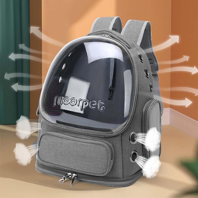 Cat Carrier Backpack Dog Backpack Carrier for Small Dogs,Pet Bubble Backpack Bag with Air Holes Airline Approved Travel Carrier(Grey)