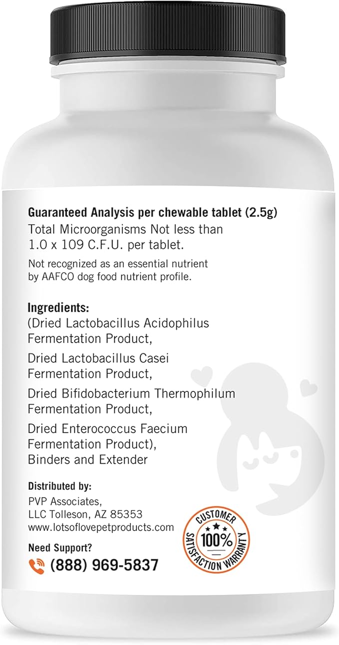 Dog Probiotic Chewable Tablets - Probiotic for Dog - Probiotic Supplement - Lots of Love Pet Products - 60 Count (Pack of 1)