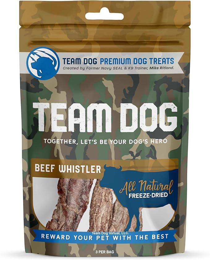 Beef Trachea Dog Chews | Single Ingredient Dog Treat | 100% Freeze Dried Beef Gullet Sticks for Dogs | Supports Healthy Teeth & Gums | All Natural Esophagus Dog Treats Made in USA | 3 Per Bag