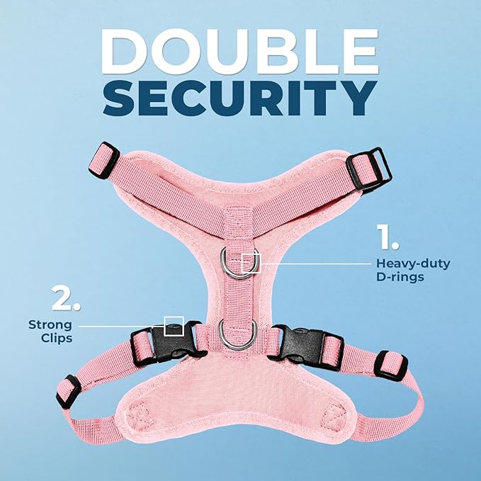 Voyager Step-in Lock Dog Harness w Reflective Dog Leash Combo Set with Neoprene Handle 5ft - Supports Small, Medium and Large Breed Puppies/Cats by Best Pet Supplies - Pink, L