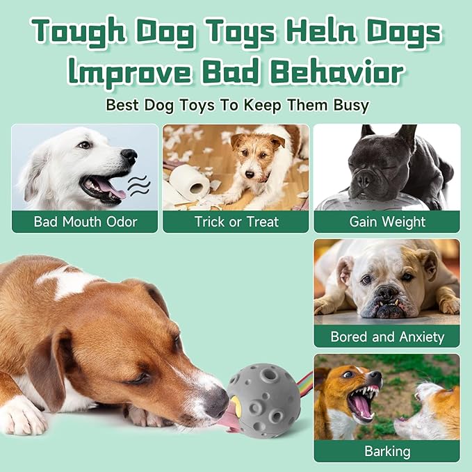 Dog Chew Toys,Treat Tray for Frozen Dog Food,Long-Lasting Durable Fillable Dog Treat Dispensing Dog Toy,Freezable Fillable Rubber Dog Toys with Silicone Treat Tray (Gray&Treat Mold)