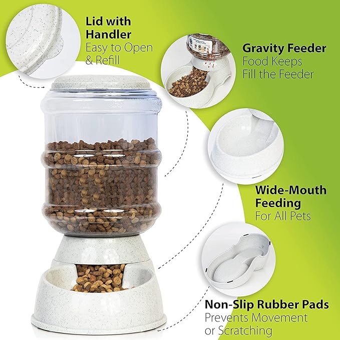 Zone Tech Self-Dispensing Pet Feeder - Premium Quality Durable Self-Dispensing Gravity 1 Gallon Pet Feeder Food Bowl- 2 Pack Automatic Pet Feeder, Cat Feeder, Dog Feeder