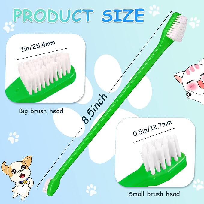 70 Pieces Dog Tooth Brush Pet Toothbrush Soft Grooming Dogs Toothbrush Dog Double Sided Toothbrush Puppy Long Handle Tooth Brush for Large and Small Teeth Cleaning Dental Oral Care (Green)
