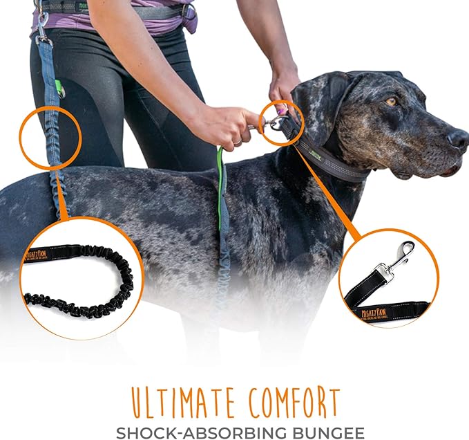 Mighty Paw Hands Free Dog Leash | Bungee Waist Leash for Dog Walking. Dog Running Leash Hands Free. Hands Free Leash for Large Dogs, Medium & Small Dogs. Dog Leash Waist Belt (36" - 48") Up To 150 lbs