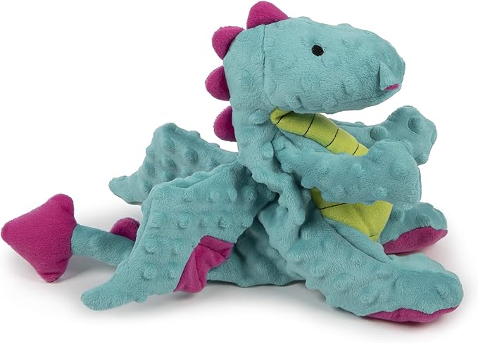 goDog Bubble Plush Dragons Squeaky Dog Toy, Chew Guard Technology - Turquoise, Large