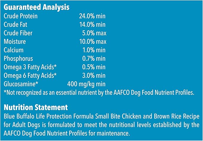 Blue Buffalo Life Protection Formula Natural Adult Small Bite Dry Dog Food, Chicken and Brown Rice 30-lb