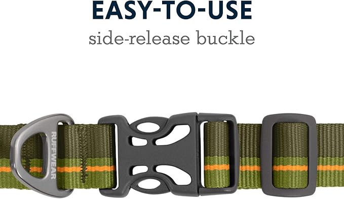 Ruffwear, Flat Out Dog Collar (Formerly Hoopie), Webbing Collar for Walking and Everyday Use, Forest Horizon, 14"-20"