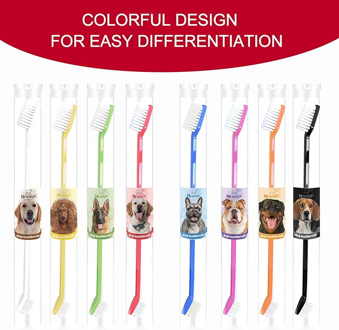 VibrantPet Toothbrush Set - 8-Pack with Dual-Head Design, Transparent Tube Packaging for Convenient Storage and Travel | Enhance Pet Dental Care