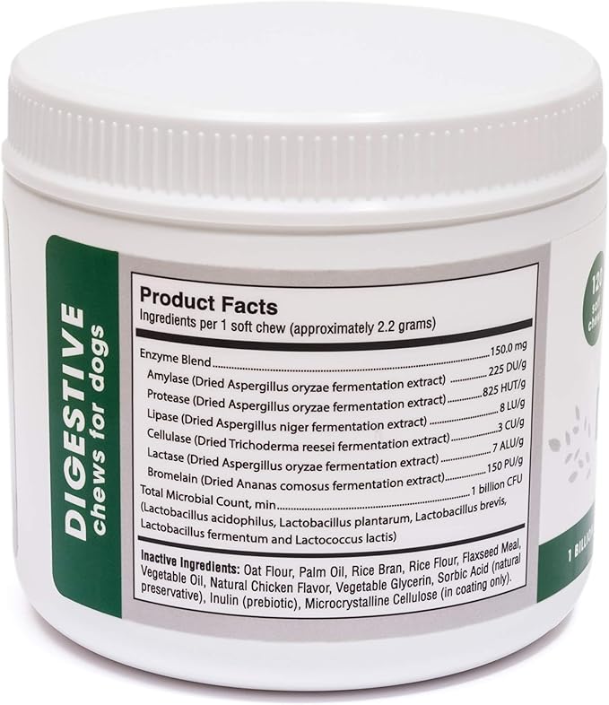 Digestive Supplement for Dogs - Recommended Probiotics Chew by FurParents - Improves Digestive and Gut Health, Helps with Diarrhea, Upset Stomach, Bad Breath & Constipation, 120 Count