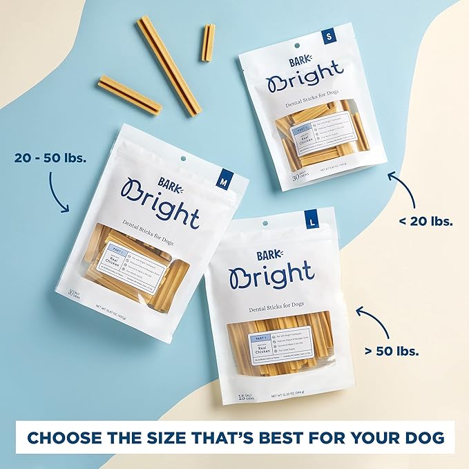 Bark Bright Dental Sticks for Small Dogs Chews, 5.82 oz, Count of 30