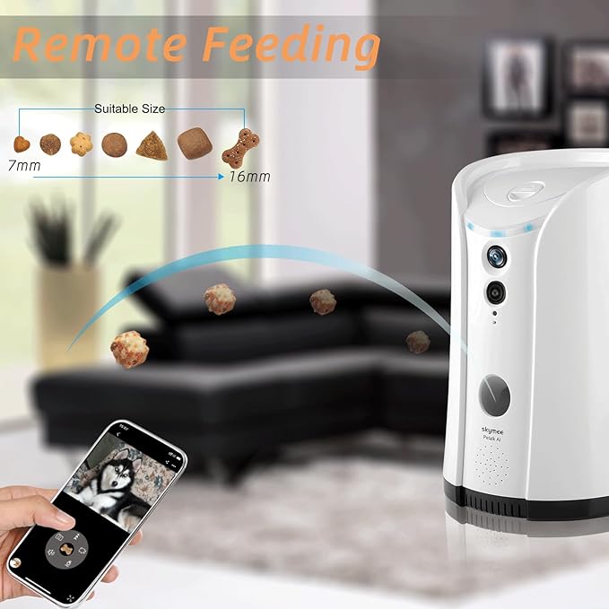 SKYMEE Petalk AI Dog Camera Automatic Treat Dispenser, 5G&2.4G WiFi HD Pet Camera, Remote Treat Tossing