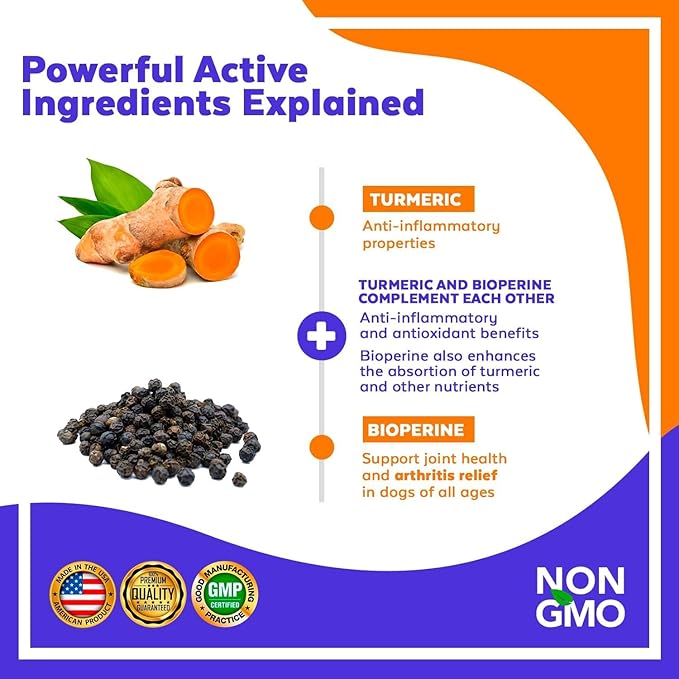 Jack & Milo - Dogs Supplement Kit - Turmeric Anti Inflammatory Hip and Joint + Organic Cranberry UTI Incontinence + Allergy, Digestive & Immune Support Probiotic - 120 Tablets x 3