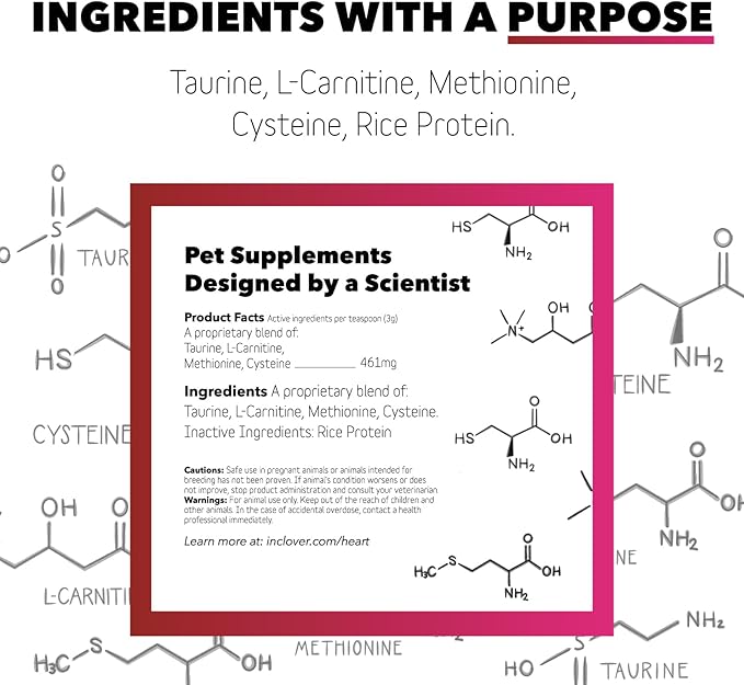 InClover, Dog Heart Health Supplement BioVibrant, Helps Support Dog Heart Health, Dog Supplement Treat Powder with Taurine Helps Pet Heart Health and Dog Weight Management, Dog Immune Support