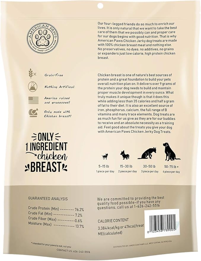 Chicken Jerky Dog Treats Made in USA All Natural (1 LB)