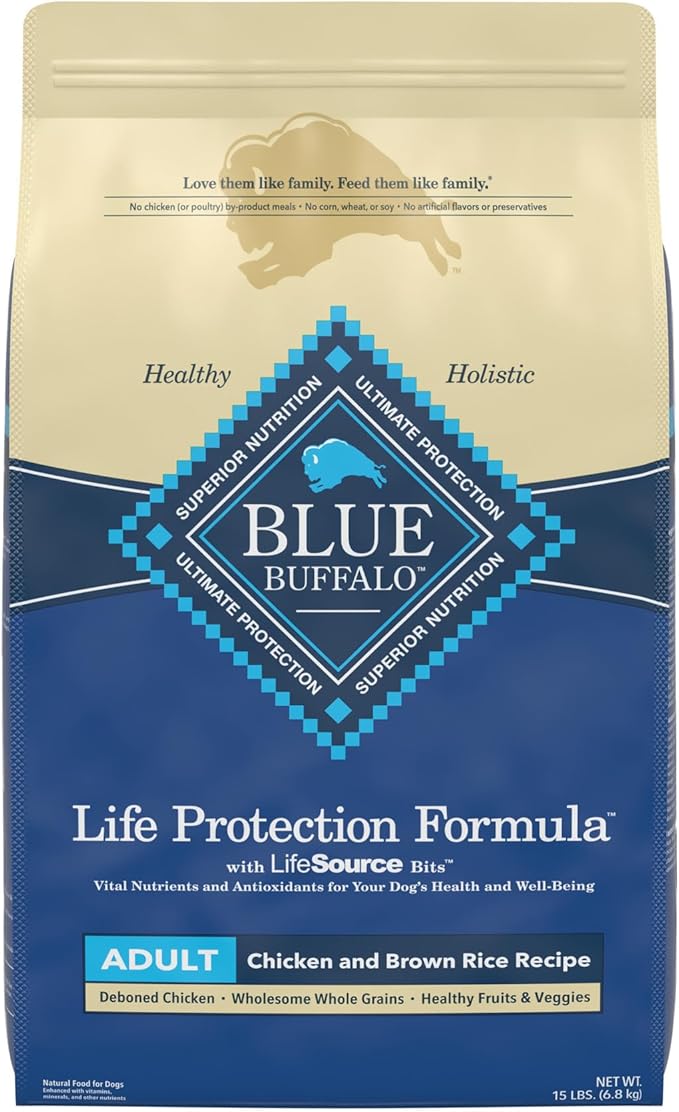 Blue Buffalo Life Protection Formula Natural Adult Dry Dog Food, Chicken and Brown Rice 15-lb