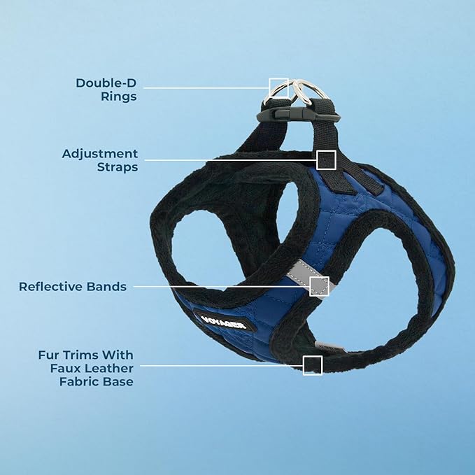 Voyager Step-In Plush Dog Harness – Soft Plush, Step In Vest Harness for Small and Medium Dogs by Best Pet Supplies - Harness (Royal Blue Faux Leather), M (Chest: 16 - 18")