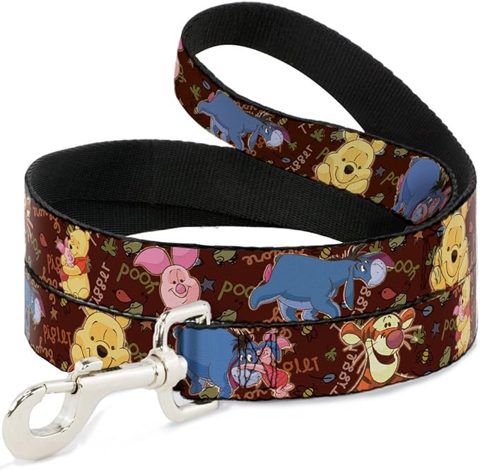Buckle-Down Pet Leash - Winnie the Pooh Character Poses - 6 Feet Long - 1/2" Wide
