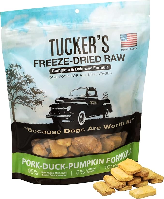 Tucker's Raw Frozen Freeze Dried Raw Dog Food, Pork, Duck & Pumpkin Formula 14oz