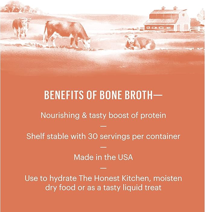 Bundle Set (3) The Honest Kitchen Daily Boosters Instant Beef Bone Broth with Turmeric Plus AuroraPet Wipes