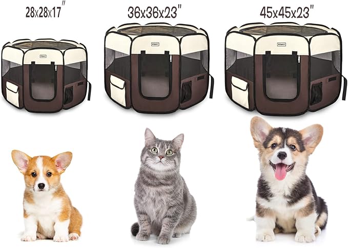 Portable Pet Playpen,Dog Playpen Foldable Pet Exercise Pen Tents for Dogs/Cats/Rabbits/Pets,Cat Playpen Indoor/Outdoor Travel Camping Use with Carry Case