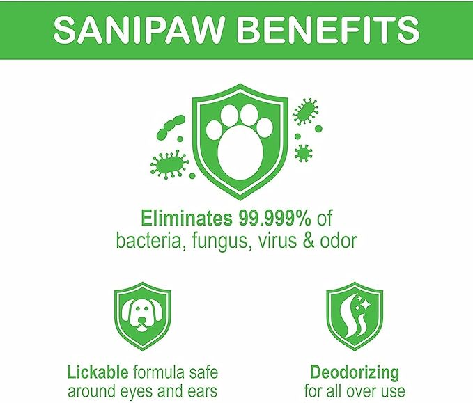 PAWZ Protex SaniPaw Odor Eliminating Dog Paw Wipes (60 Wipes) Cleansing Dog Grooming Wipes, Simple & Safe Lickable Ingredients - Paw Cleaner for Dogs, Pet Wipes