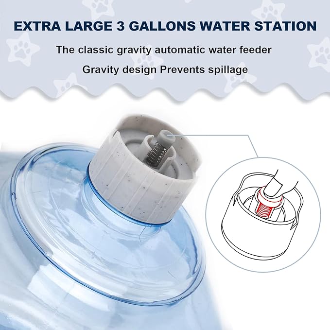 Dog Water Dispenser for Large Dogs and Cats, 1 Gallon Gravity Automatic Feeder, Cat and Dog Water Dispenser Station, Cat Water Dispenser, Large Size Dog Drinking Fountain