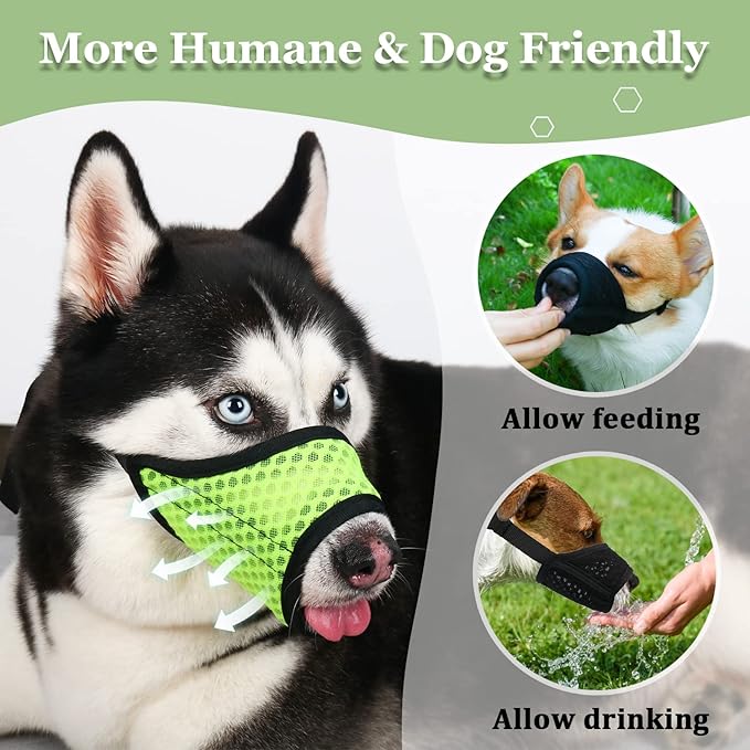 Mayerzon Dog Muzzle, Soft Mesh Muzzle for Small Medium Large Dogs Chihuahua Poodles Beagle Dachshund Corgis Labrador, Puppy Muzzle for Biting Chewing Grooming, Allows Panting Drinking