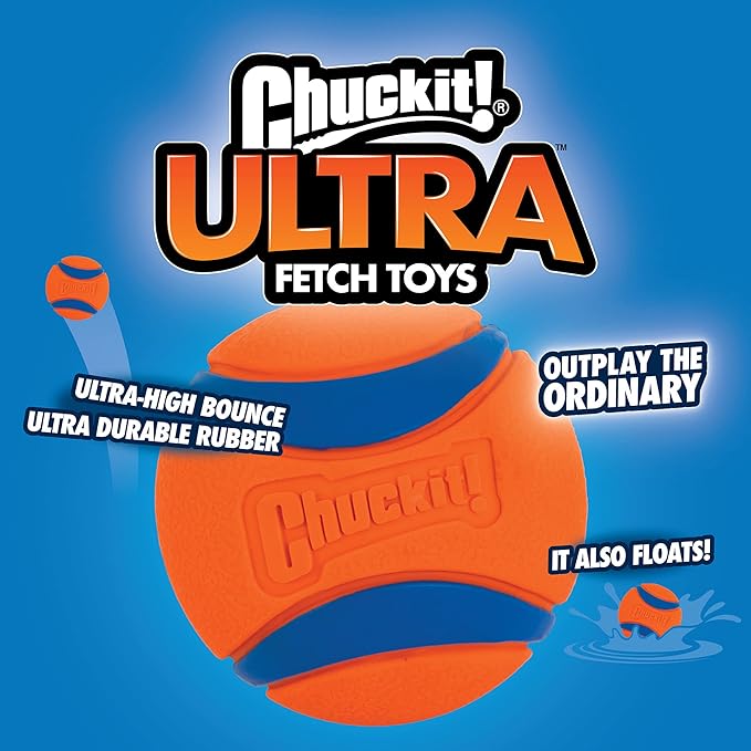 Chuckit Ultra Ball Dog Toy, Medium (2.5 Inch Diameter) Pack of 1, for breeds 20-60 lbs
