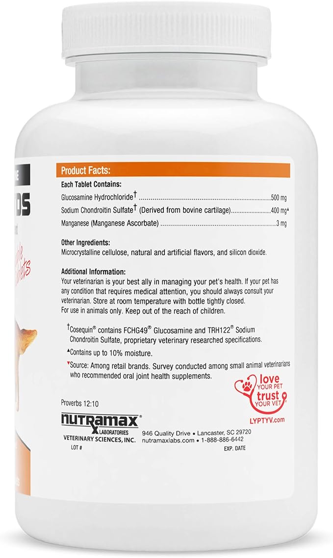 Nutramax Cosequin DS Joint Health Supplement for Dogs - With Glucosamine and Chondroitin, 132 Chewable Tablets