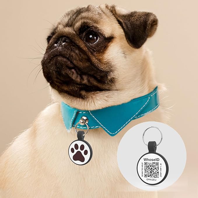 Personalized Dog Tag, Laser Engraving QR Code, Silicone Dog ID Tag, Pet Online Profile, Scan QR Code Send Location, Collar Harness Accessories (Medium to Large Breeds - 1.25", Rose)