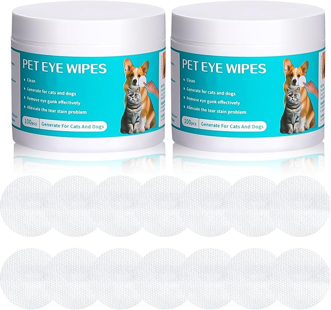2-Pack Teeth and Ear Cleaner Finger Wipes, Dog and Cat Grooming Kit, Soothing Odor Control, Reduces Dirt and Wax Buildup (2pcs Eye Wipes)