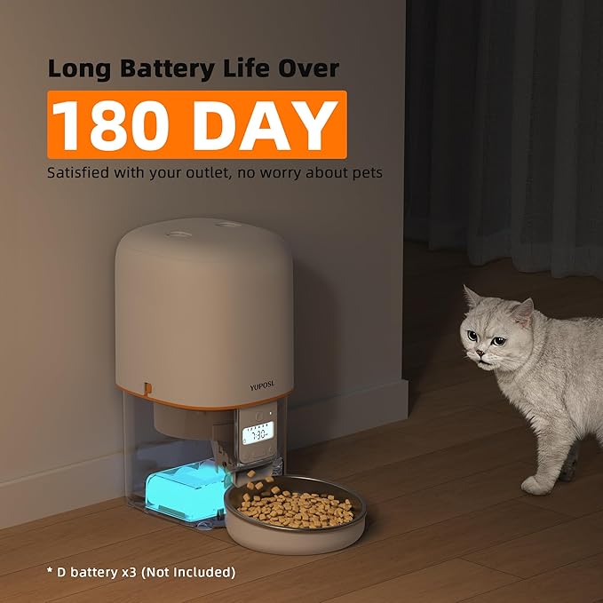 Automatic Cat Feeders - 2L/4L Cat Food Dispenser Easy to Use, Timed Automatic Pet Feeder with Over 180-day Battery Life, 1-6 Meals Dry Food Programmable Portion Control Also for Dogs