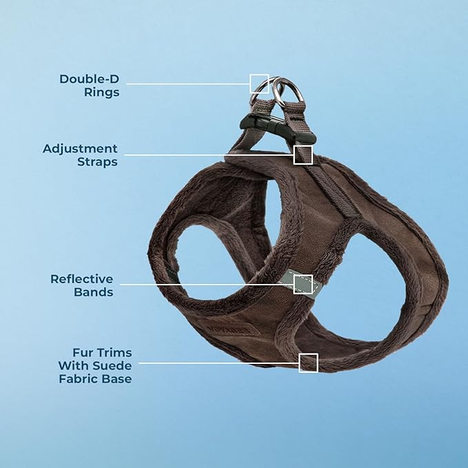 Voyager Step-In Plush Dog Harness – Soft Plush, Step In Vest Harness for Small and Medium Dogs by Best Pet Supplies - Harness (Chocolate Suede), S (Chest: 14.5 - 16")