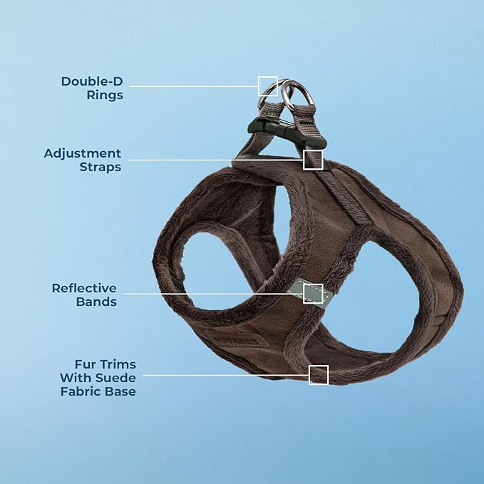 Voyager Step-In Plush Dog Harness – Soft Plush, Step In Vest Harness for Small and Medium Dogs by Best Pet Supplies - Harness (Chocolate Suede), XS (Chest: 13 - 14.5")