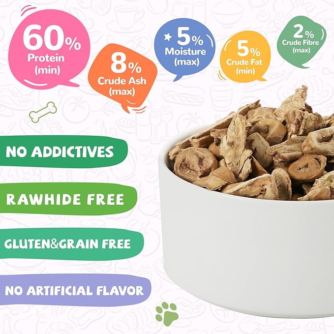 Freeze Dried Chicken Heart Pet Treats, High Protein Freeze-Dried Pet Food for Dogs, Cats, Fresh Ingredient, 3.2oz, Rawhide Free, Gluten&Grain Free