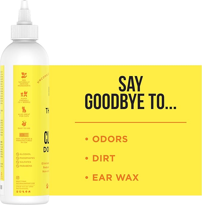 Natural Rapport Dog Ear Cleaning Drops - The Only Ear Cleaner Dogs Need - Ear Cleaner Solution for Cleaning Out Wax, Dirt, and Contaminants (Drops, 8 Oz.)