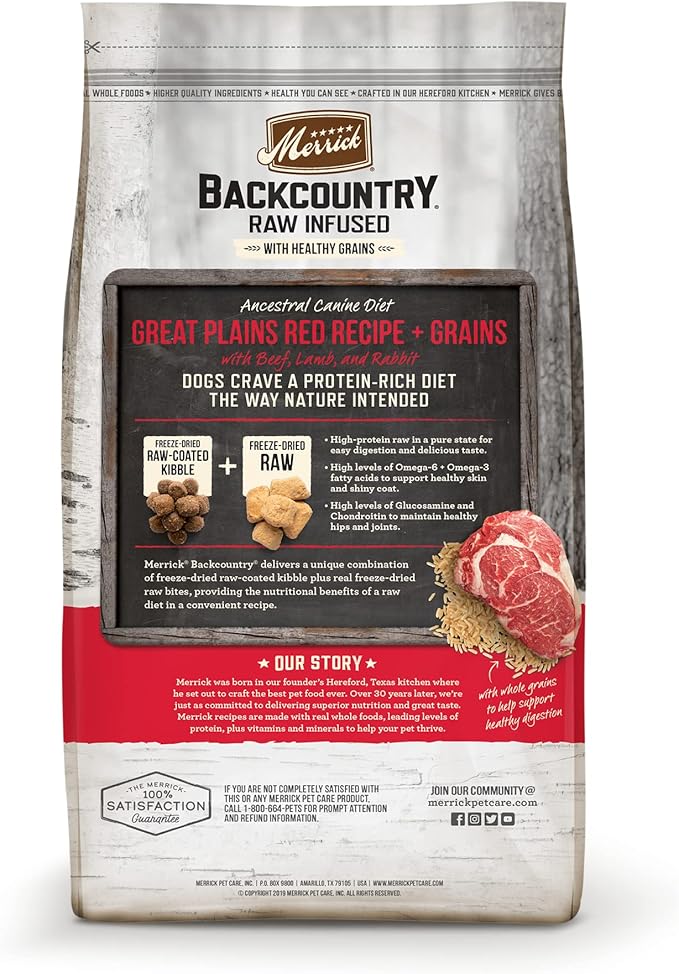 Merrick Backcountry Raw Infused Grain Free & with Healthy Grains Dry Dog Food 20 Pound (Pack of 1)