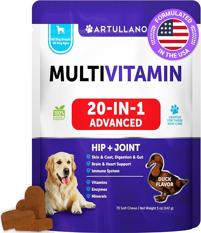 Dog Vitamins - Chewable Dog Multivitamin Treats - Dog Multivitamins for Immunity, Mobility, Gut, Skin - 70 Pet Joint Support Chews - Senior & Puppy Multivitamin for Dogs - Joint Supplement for Dogs