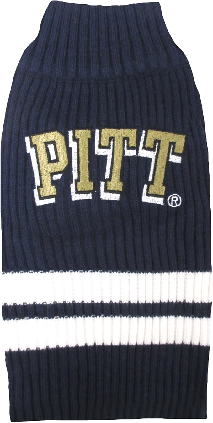 Pets First NCAA Pittsburgh Panthers Dog Sweater, Size Small. Warm & Cozy Knit Pet Sweater with NCAA Team Logo, Best Puppy Sweater for Large & Small Dogs