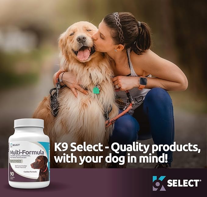 Multi-Formula Dog Vitamins with 30mg HMR Lignans, 3mg Melatonin for Large Dogs, 60mg Milk Thistle - 90 Tablets - Pet Melatonin for Dogs, Beef Flavor