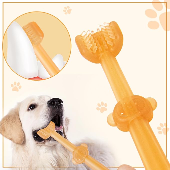 3PCS Dog Toothbrush, Silicone Cat Toothbrush with Cup 360° Dog Tooth Brushing Kit Flexibrush Pet Toothbrush Small Dog Toothbrush with Tongue Brush Puppy Tooth Brushing Kit for Cat Dogs